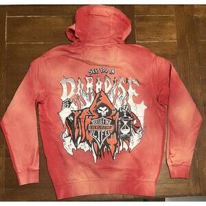 Men’s Jordan Craig Size M Afterlife Pullover Hoodie Red Distressed Skate NWT